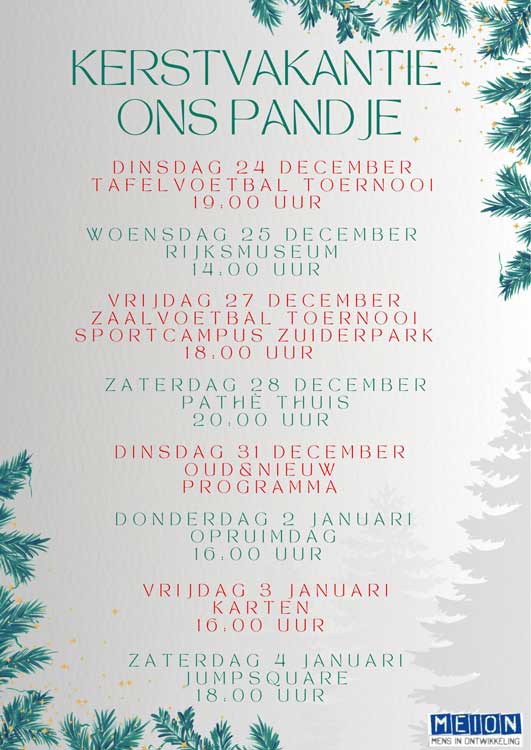 Kerstvakantie vol actie bij Jongerencentrum Ons Pandje